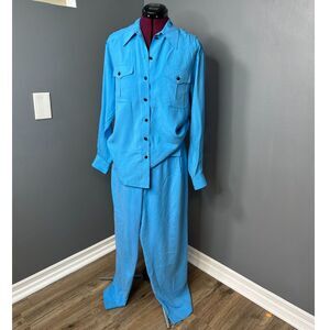 100% Silk Statement Blouse and Trouser Set-M